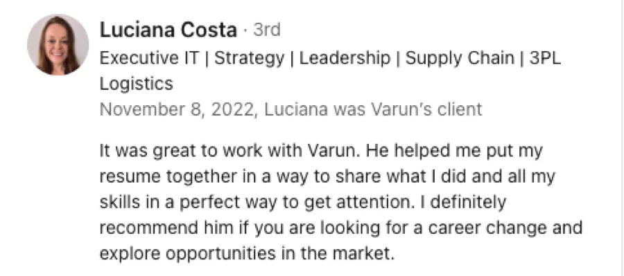 LinkedIn recommendation for Wolf Mentoring from Luciana Costa, Executive IT